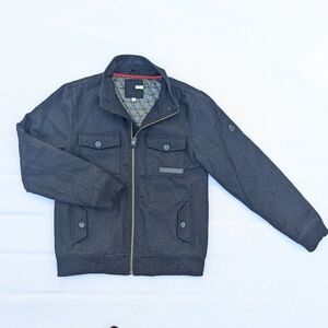 Nixon Men´s Black Captain Coat size L wool blend bomber Jacket Style S820